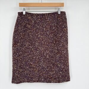 Ann Taylor Wool Purple/ Yellow Tweed Straight Pencil Skirt Women's 10‎